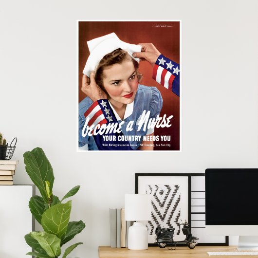 Word een WWII-verpleegster Poster (Thuiskantoor)