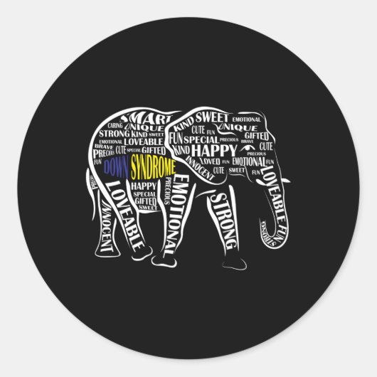 Word Elephant voor downsyndroombewustzijn Ronde Sticker (Voorkant)