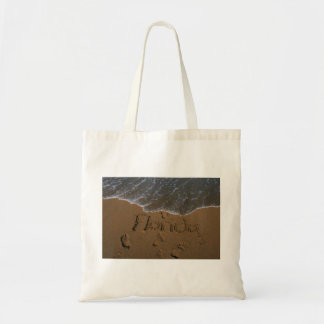 Word Florida in strandzand met golfslag Tote Bag