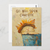 Word Gauw Beter Aangepaste Zonnige Zonnebloem Kat Briefkaart (Voorkant / Achterkant)