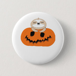 Word gezellig met ons Halloween Luiaard T-Shirt - Ronde Button 5,7 Cm