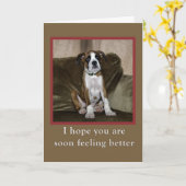 Word goed, bokserpuppy kaart (Gele Bloem)