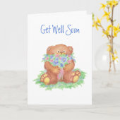 Word goed spoedig, Algemeen, Bloemen & Teddybeer Kaart (Gele Bloem)