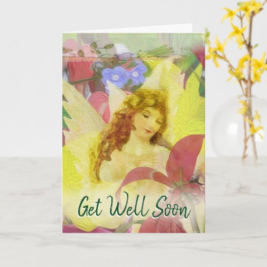 Word goed spoedig Engel Kaart (Gele Bloem)