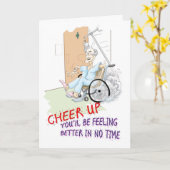 Word goed spoedig kaart. Grappige Opa in rolstoel Kaart (Gele Bloem)