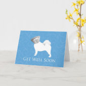 Word goed spoedig - Mannetje Samoyed Kaart (Gele Bloem)