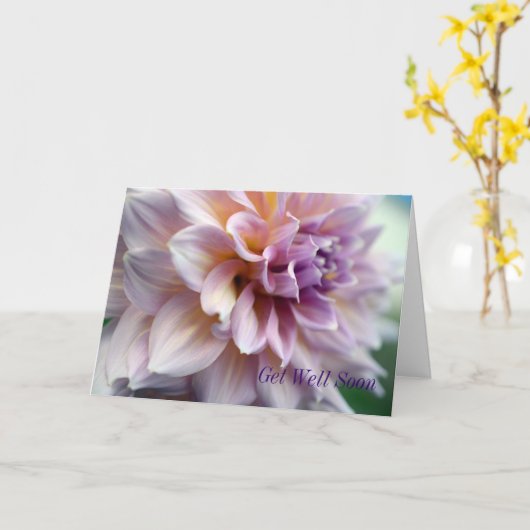 Word goed spoedig met het Ontwerp van de Dahlia Kaart (Gele Bloem)