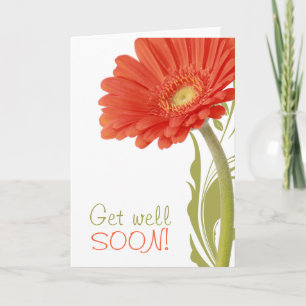 Word goed spoedig   Oranje Gerbera Daisy Kaart
