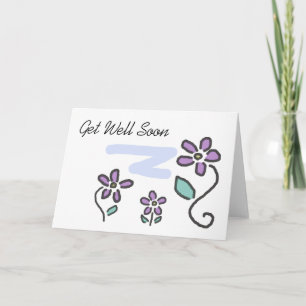 Word goed spoedig - Paarse Bloemen Kaart