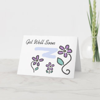 Word goed spoedig - Paarse Bloemen Kaart
