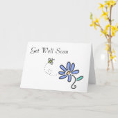 Word goed spoedig - stuntel Bij en Blauwe Bloem Kaart (Gele Bloem)