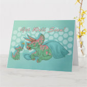 Word goed spoedig Triceratops Groot Kaart (Gele Bloem)