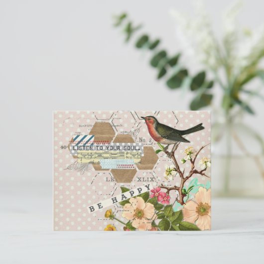 Word Happy Digital Collage Briefkaart (Staand voorkant)