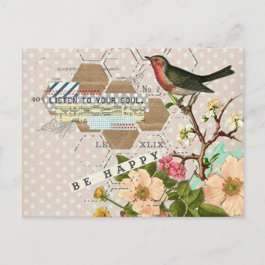 Word Happy Digital Collage Briefkaart (Voorkant)