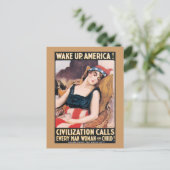 Word het Amerikaanse WWI-Poster wakker Briefkaart (Staand voorkant)