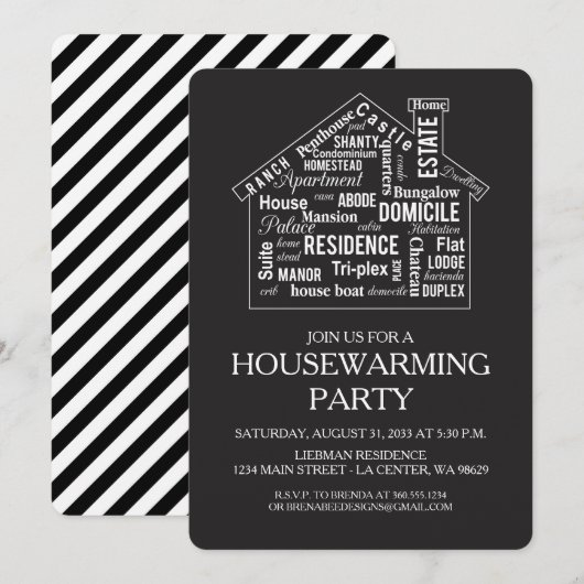 Word House Housewarming Party Kaart (Voorkant / Achterkant)