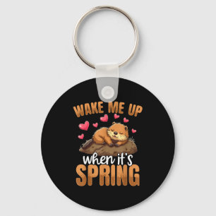 Word ik wakker als het lente is Grappige Groundhog Sleutelhanger
