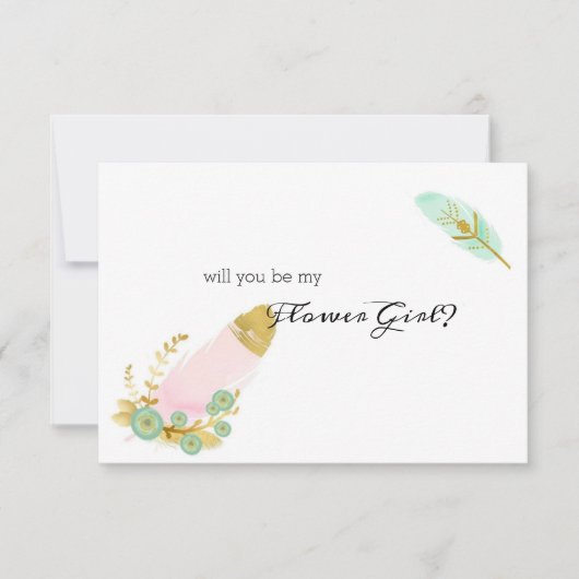 Word Je Mijn Bloemenmeisje Boho Roze en Goud Feat (Voorkant)