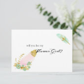 Word Je Mijn Bloemenmeisje Boho Roze en Goud Feat (Staand voorkant)