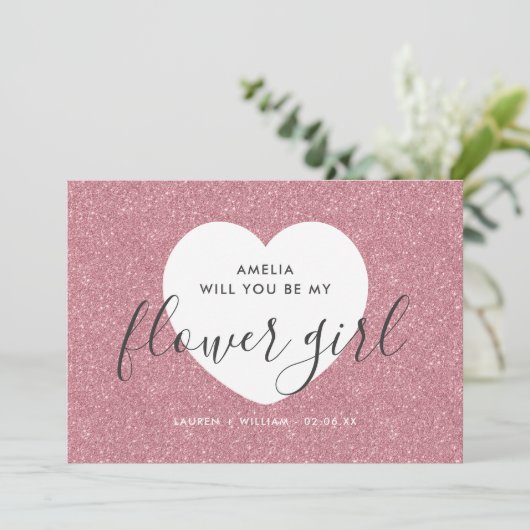 Word je mijn Bloemenmeisje-kaart - Glitsvormig Kaart (Staand voorkant)