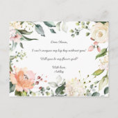 Word Je Mijn Bloemenmeisje Roze Script Bloemen Uitnodiging Briefkaart (Achterkant)