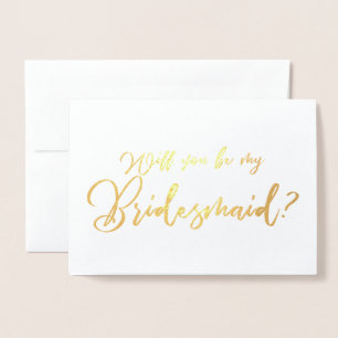 Word je mijn bruidsmeisje Chic Calligraphy Folie Kaarten