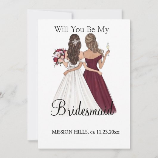 Word Je Mijn Bruidsmeisje Kaart (Voorkant)