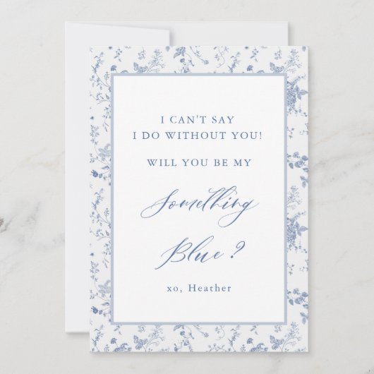 Word Je Mijn Iets Blauw Bruidsmeisje Voorstel Kaart (Voorkant)