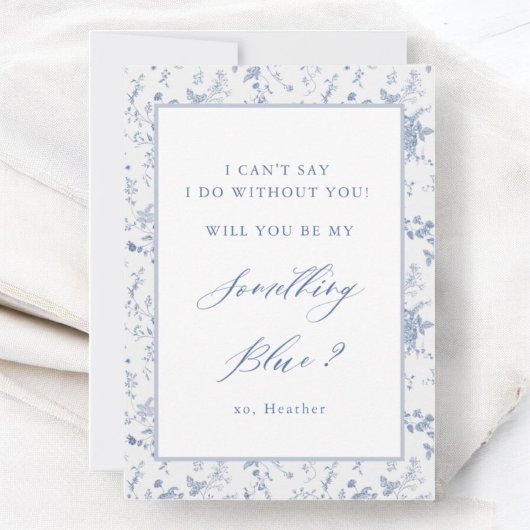 Word Je Mijn Iets Blauw Bruidsmeisje Voorstel Kaart