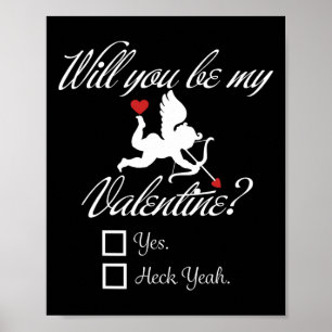 Word je mijn Valentijn Grappige Hart Cupido V-dag Poster