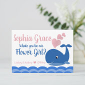 Word je onze bloemenmeisje-aanzoek-walvis kaart (Staand voorkant)