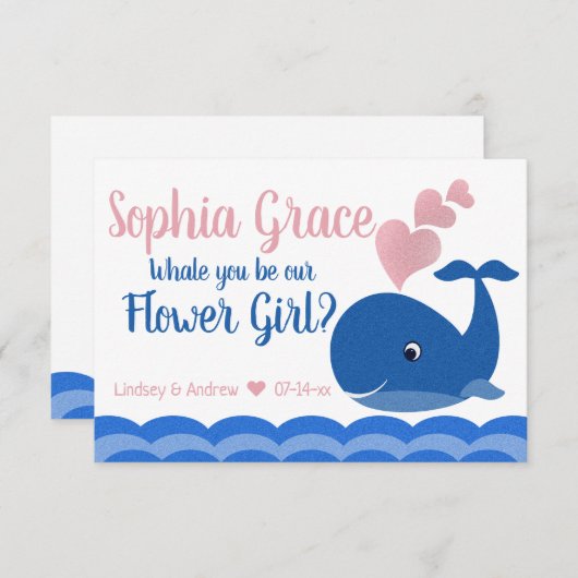 Word je onze bloemenmeisje-aanzoek-walvis kaart (Voorkant / Achterkant)