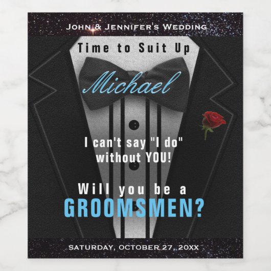 Word jij een Groomsmen? Wijn Etiket (Enkel label)