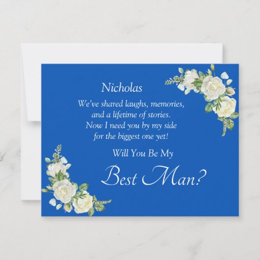 Word jij mijn beste man? Kobalt Blauw & Witte Roos (Voorkant)