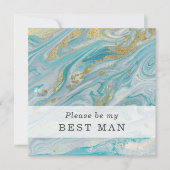 Word jij mijn beste man Turquoise & Gold Kaart (Voorkant)