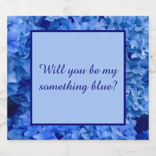 Word jij mijn blauwe? Hydrangea kust Sparkling Wijnetiket