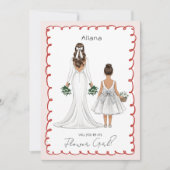 Word jij mijn Bloemenmeisje? Aangepaste illustrati Kaart (Voorkant)