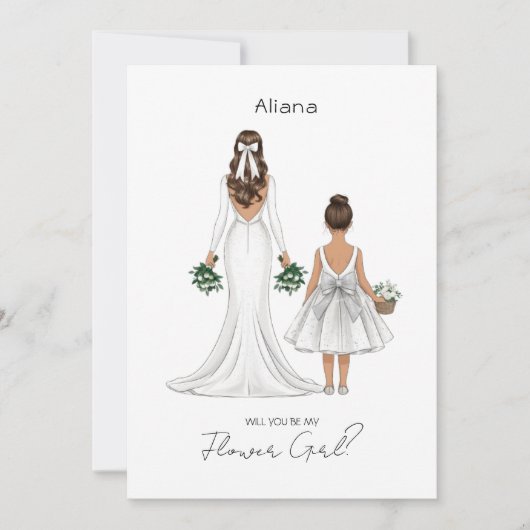 Word jij mijn Bloemenmeisje? Aangepaste illustrati Kaart (Voorkant)