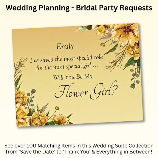 Word jij mijn Bloemenmeisje? Gouden gele bloemen