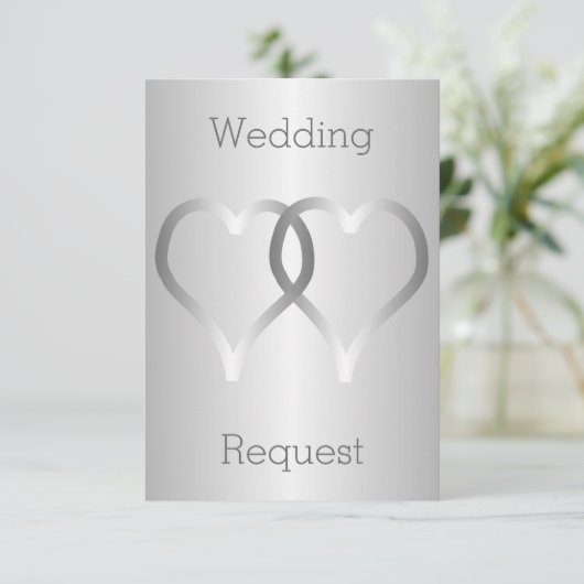 Word jij mijn Bloemenmeisje Invitation Silver Hear Kaart (Staand voorkant)