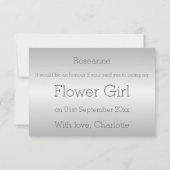 Word jij mijn Bloemenmeisje Invitation Silver Hear Kaart (Achterkant)