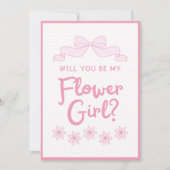 Word jij mijn Bloemenmeisje? Roze Bow en Polka Dot Kaart (Voorkant)