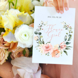 Word Jij Mijn Bloemenmeisje Roze Script Bloemen Uitnodiging Briefkaart