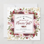 Word jij mijn Bloemenmeisje? | Rustic Burgundy Blu Kaart (Voorkant)