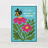 Word jij mijn Bloemenmeisje Schattigee hommel Kaart (Voorkant)