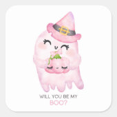 Word jij mijn Boo Pink Ghost Sticker? Vierkante Sticker (Voorkant)