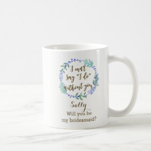 word jij mijn bruidblauwe florale mok? koffiemok