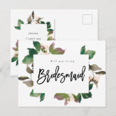 word jij mijn bruidmaid boho floral ? aankondigingskaart (Voorkant / Achterkant)