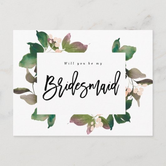 word jij mijn bruidmaid boho floral ? aankondigingskaart (Voorkant)