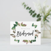 word jij mijn bruidmaid boho floral ? aankondigingskaart (Staand voorkant)